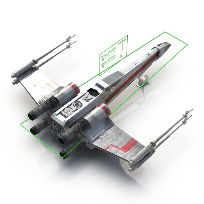 Star Wars X-Wing Starfighter Rigged Red 3D model