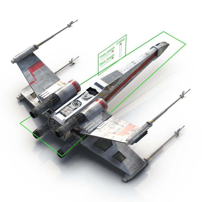 Star Wars X-Wing Starfighter Rigged Red 3D model