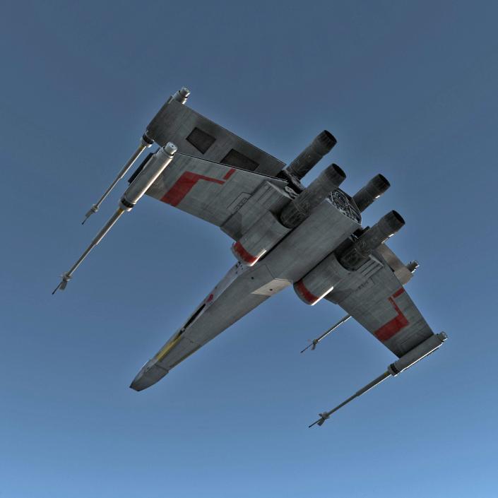 Star Wars X-Wing Starfighter Rigged Red 3D model