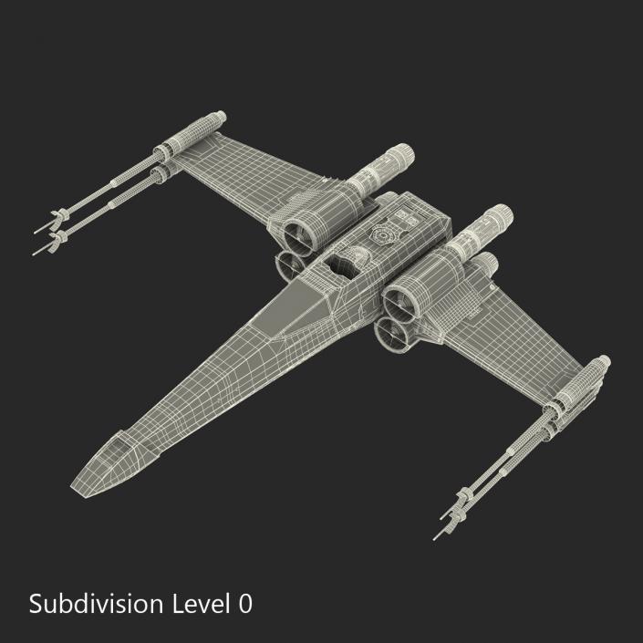 Star Wars X-Wing Starfighter Rigged Red 3D model