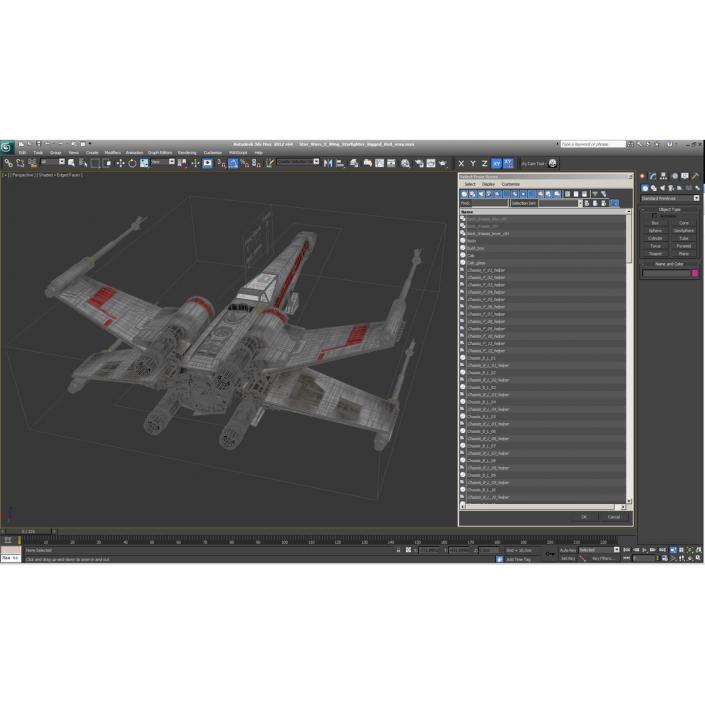 Star Wars X-Wing Starfighter Rigged Red 3D model