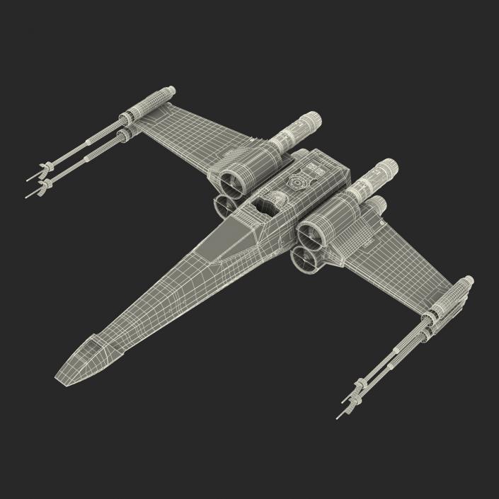 Star Wars X-Wing Starfighter Rigged Red 3D model