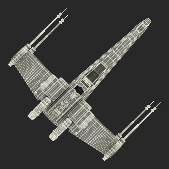 Star Wars X-Wing Starfighter Rigged Red 3D model