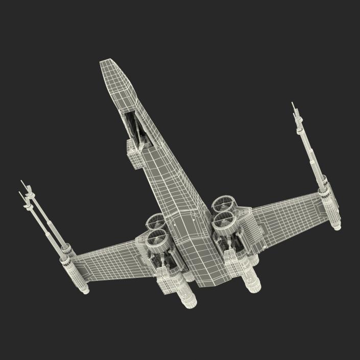 Star Wars X-Wing Starfighter Rigged Red 3D model