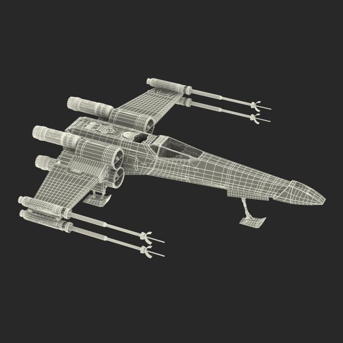 Star Wars X-Wing Starfighter Rigged Red 3D model