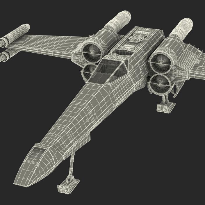 Star Wars X-Wing Starfighter Rigged Red 3D model