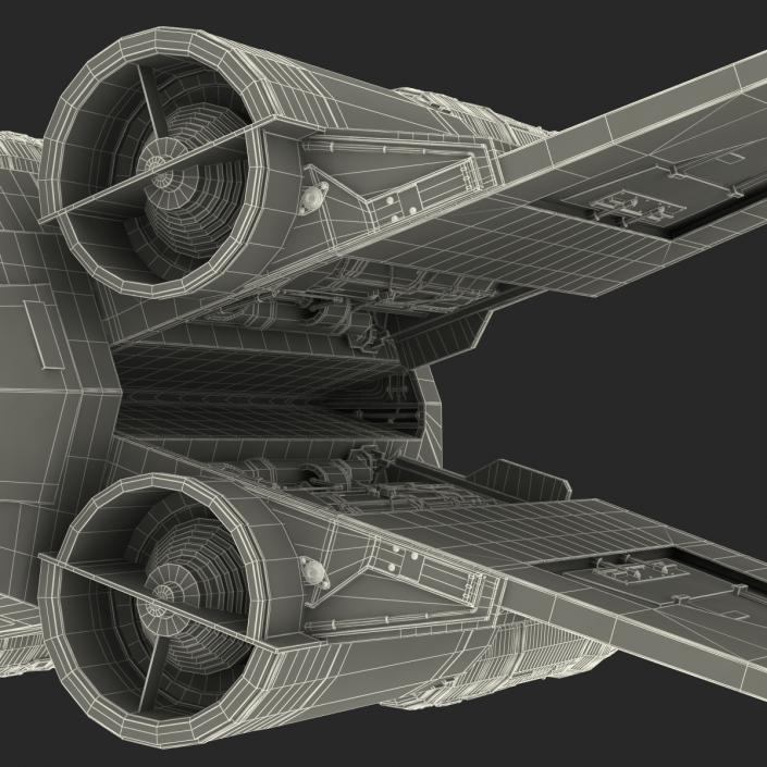 Star Wars X-Wing Starfighter Rigged Red 3D model