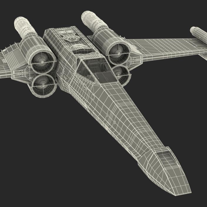 Star Wars X-Wing Starfighter Rigged Red 3D model