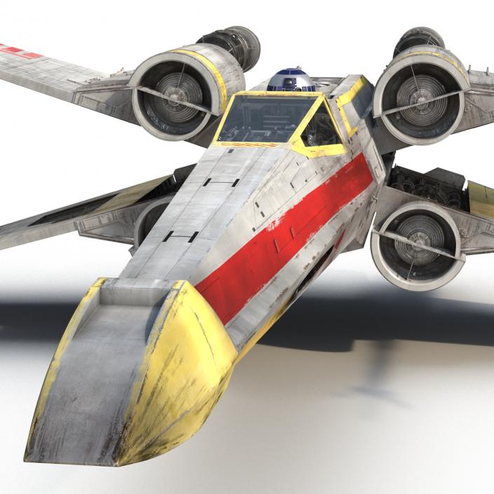 Star Wars X-Wing Starfighter and R2D2 Yellow 3D model