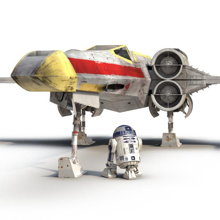 3D Star Wars X-Wing Starfighter and R2D2 Yellow 2