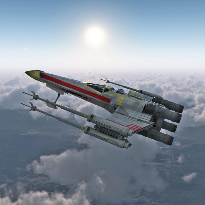 3D Star Wars X-Wing Starfighter and R2D2 Yellow 2