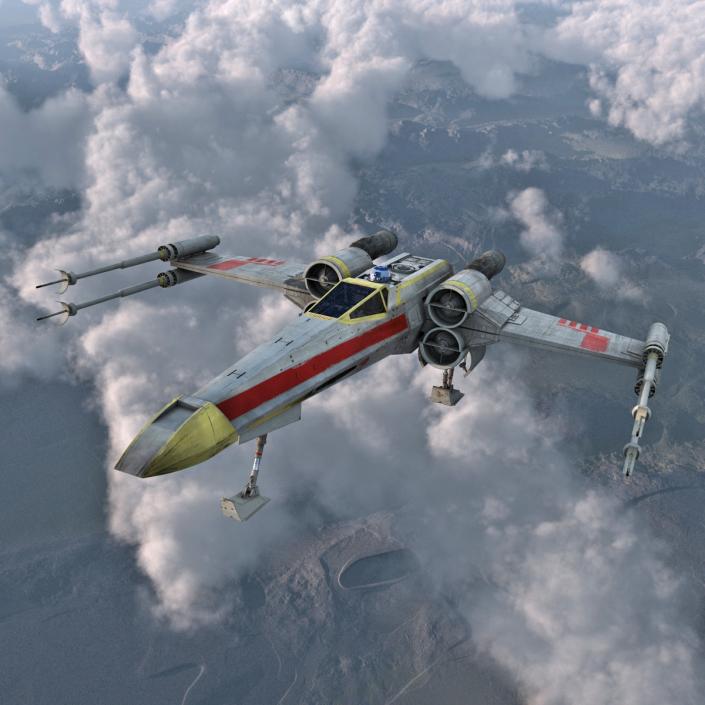 3D Star Wars X-Wing Starfighter and R2D2 Yellow 2