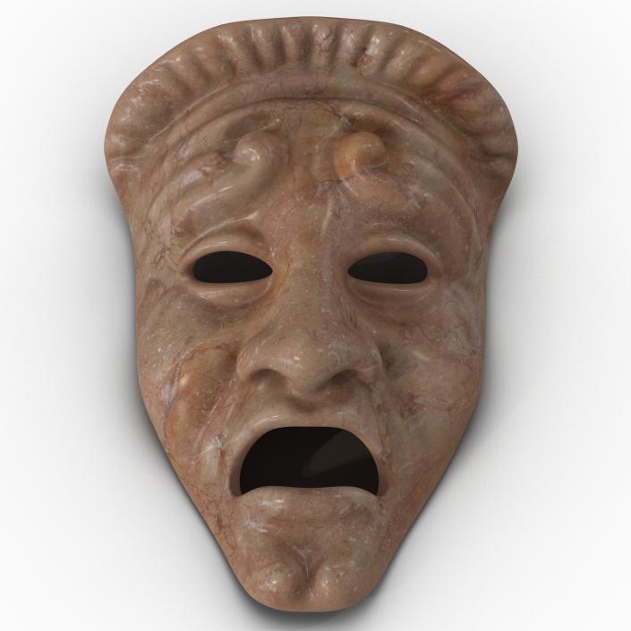 3D Theatre Tragedy Mask Red Marble