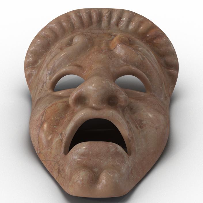 3D Theatre Tragedy Mask Red Marble