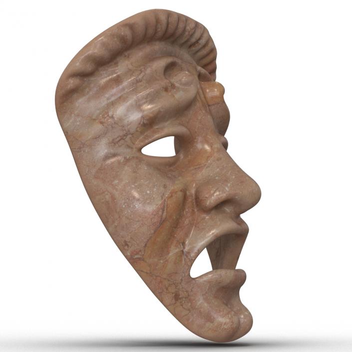 3D Theatre Tragedy Mask Red Marble