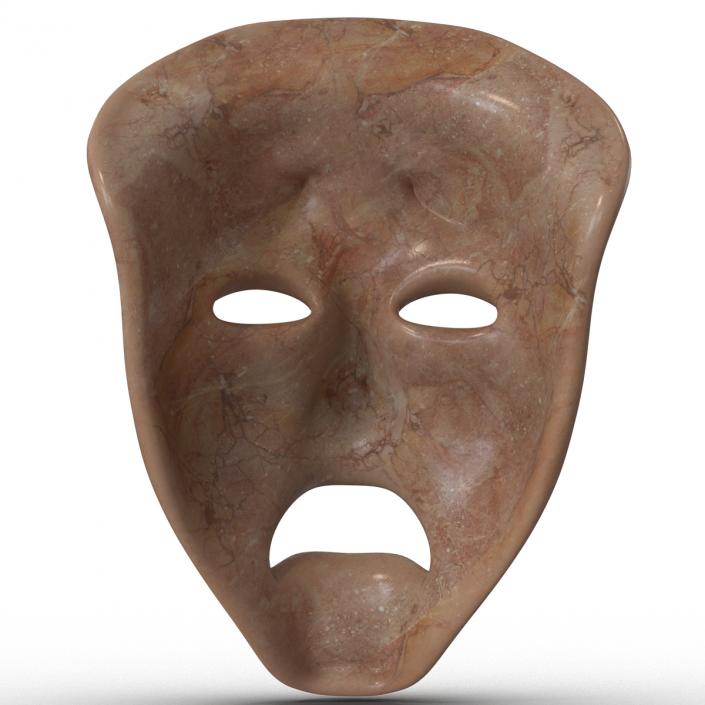 3D Theatre Tragedy Mask Red Marble