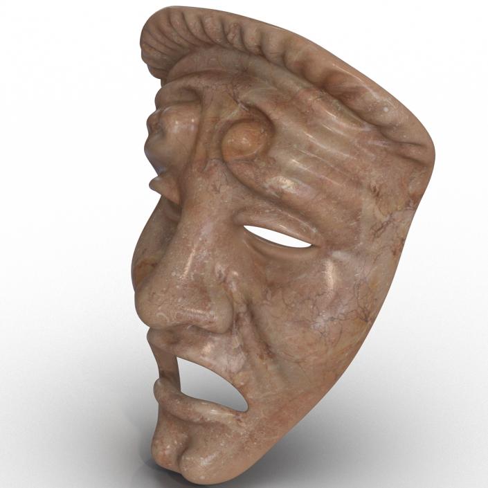 3D Theatre Tragedy Mask Red Marble