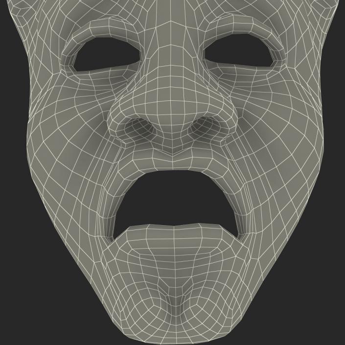 3D Theatre Tragedy Mask Red Marble