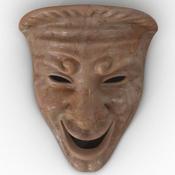 3D model Theatre Comedy Mask Red Marble