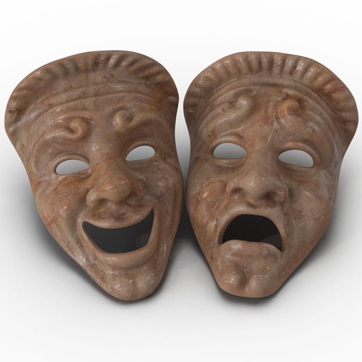 3D Theatre Masks Set Red Marble model