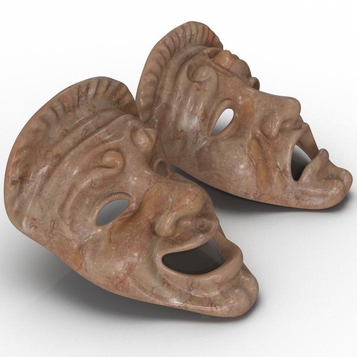 3D Theatre Masks Set Red Marble model