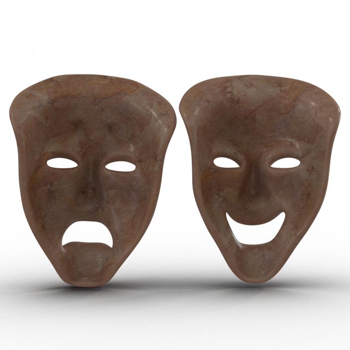 3D Theatre Masks Set Red Marble model