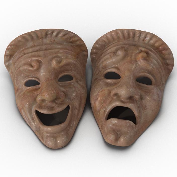 3D Theatre Masks Set Red Marble model