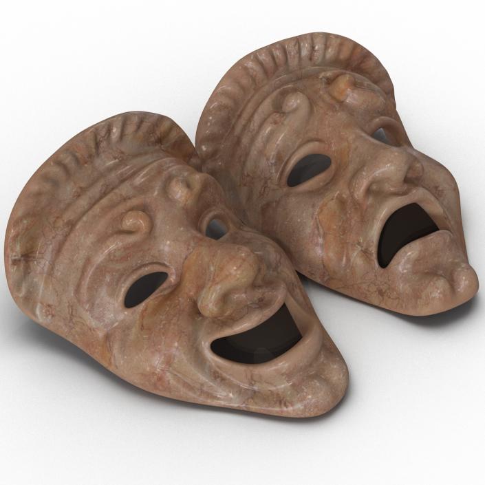 3D Theatre Masks Set Red Marble model