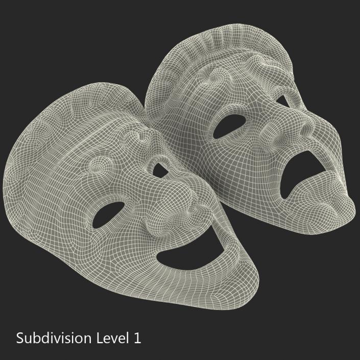 3D Theatre Masks Set Red Marble model