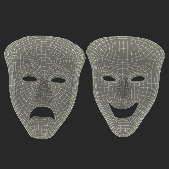 3D Theatre Masks Set Red Marble model