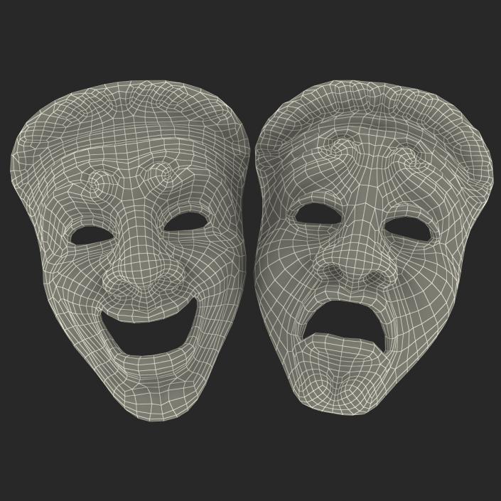 3D Theatre Masks Set Red Marble model