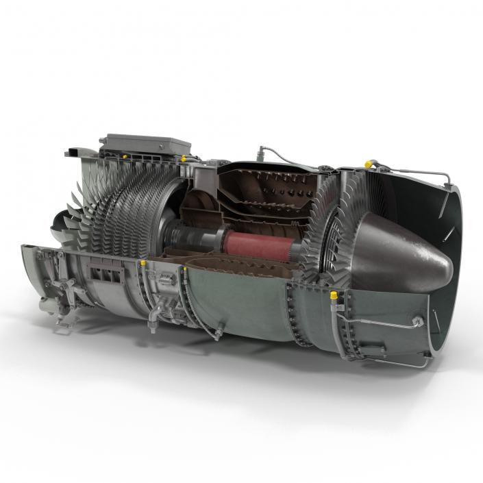 3D model Turbojet Engine Sectioned