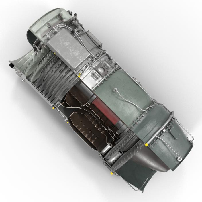 3D model Turbojet Engine Sectioned