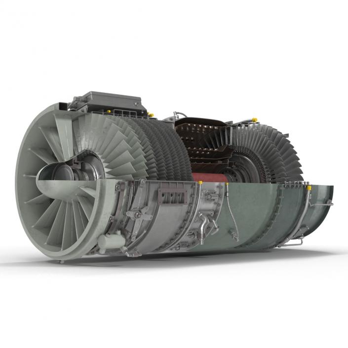 3D model Turbojet Engine Sectioned