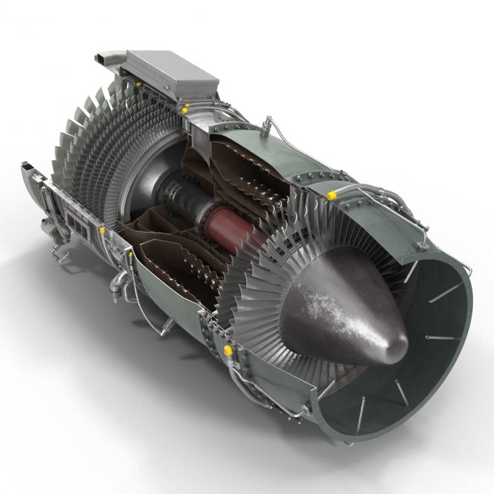 3D model Turbojet Engine Sectioned