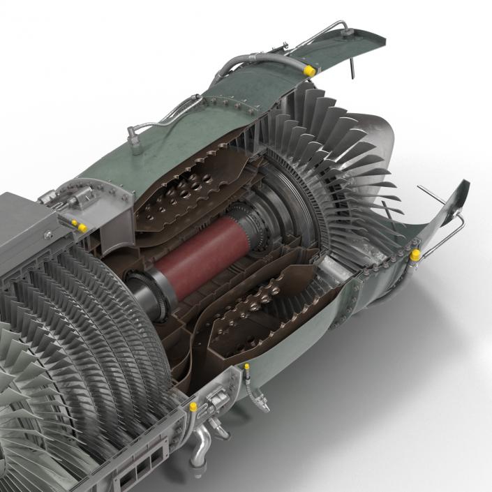 3D model Turbojet Engine Sectioned