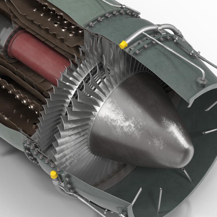 3D model Turbojet Engine Sectioned