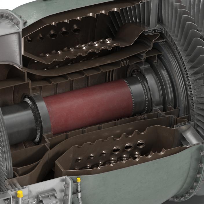 3D model Turbojet Engine Sectioned