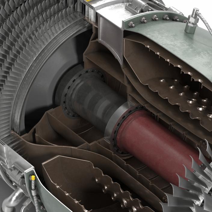 3D model Turbojet Engine Sectioned