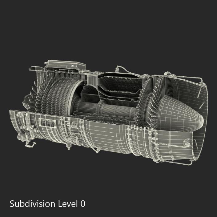 3D model Turbojet Engine Sectioned