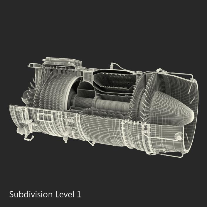 3D model Turbojet Engine Sectioned