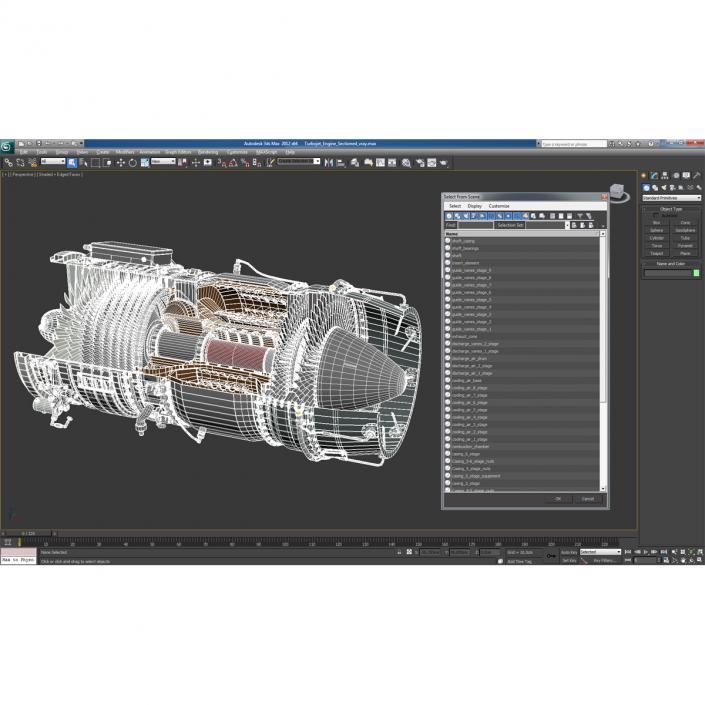 3D model Turbojet Engine Sectioned