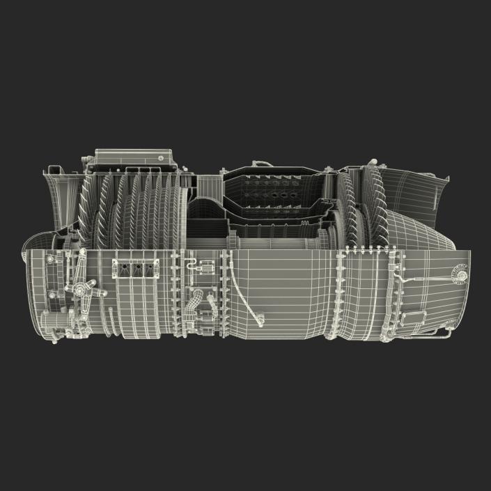 3D model Turbojet Engine Sectioned