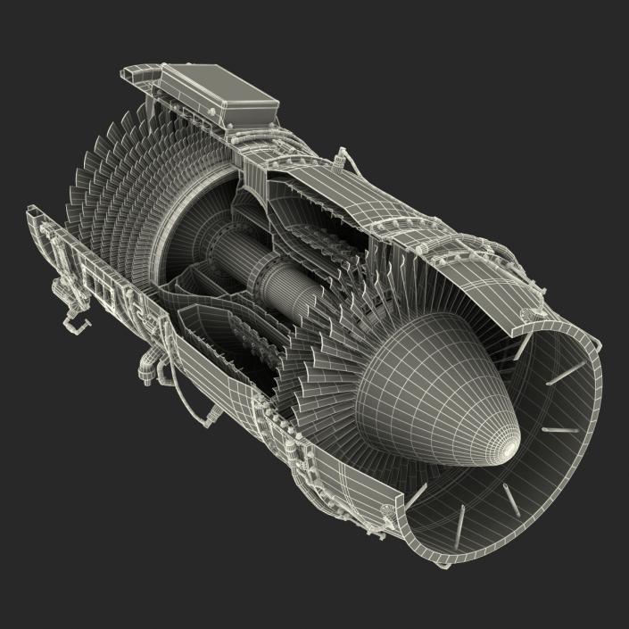 3D model Turbojet Engine Sectioned