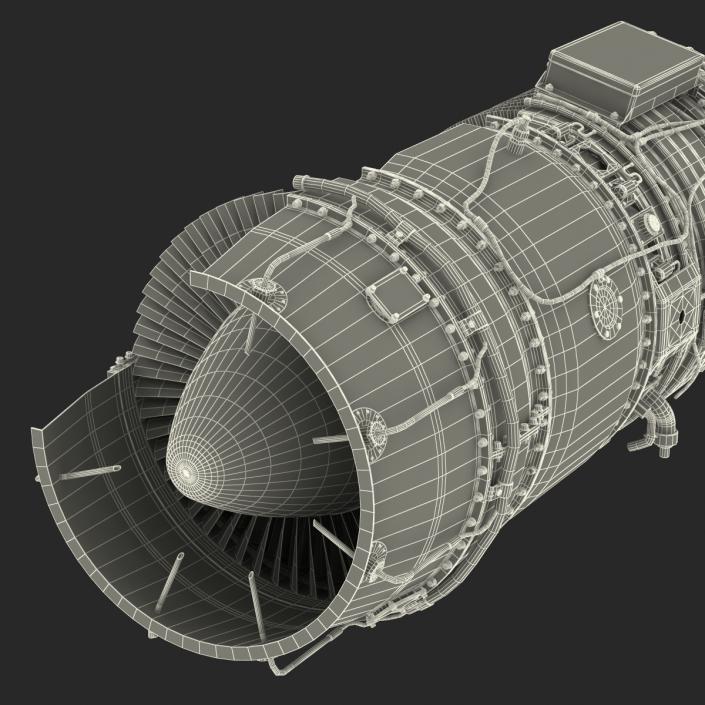 3D model Turbojet Engine Sectioned