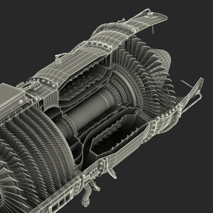 3D model Turbojet Engine Sectioned