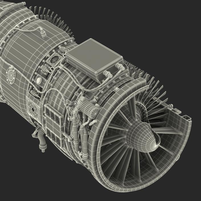 3D model Turbojet Engine Sectioned