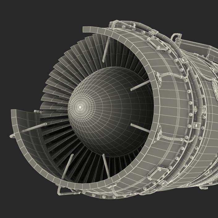 3D model Turbojet Engine Sectioned