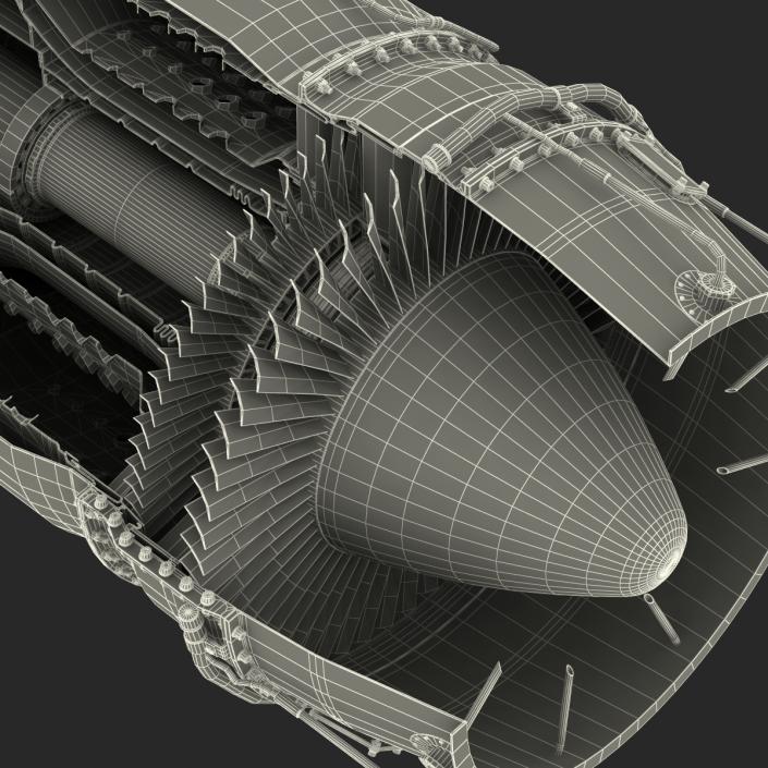 3D model Turbojet Engine Sectioned