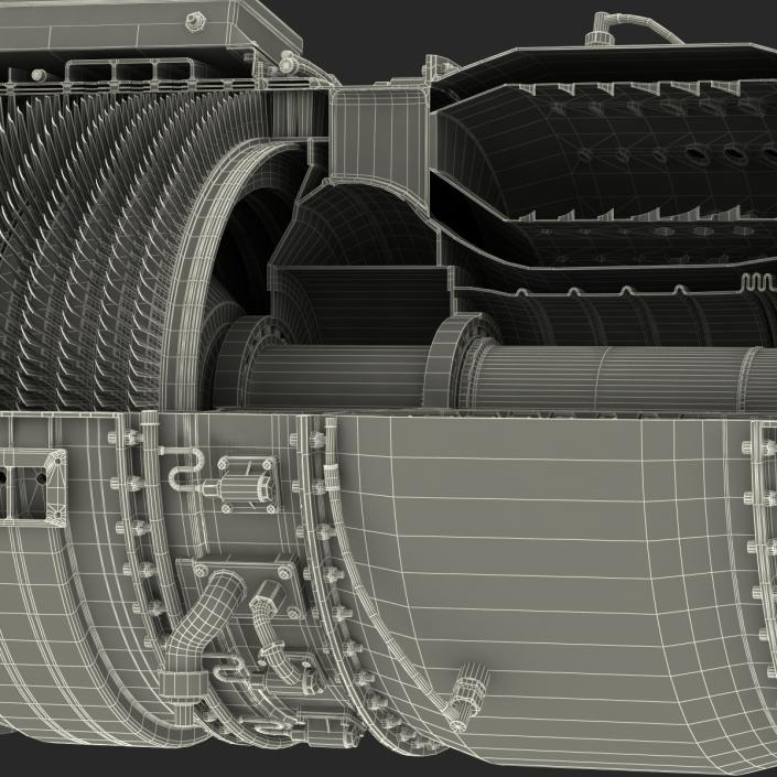 3D model Turbojet Engine Sectioned